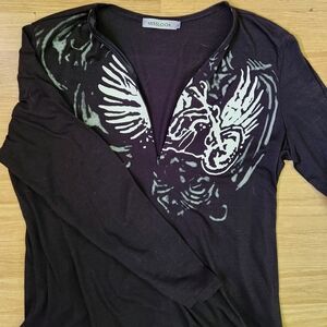 MISSLOOK Black and White Graphic Long Sleeve Top